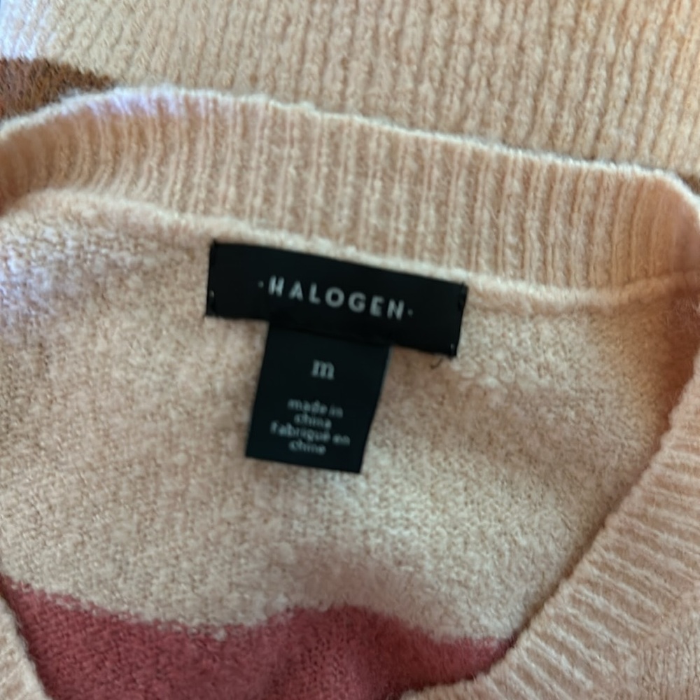 Halogen Crew Neck Striped Sweater Size Medium - image 3